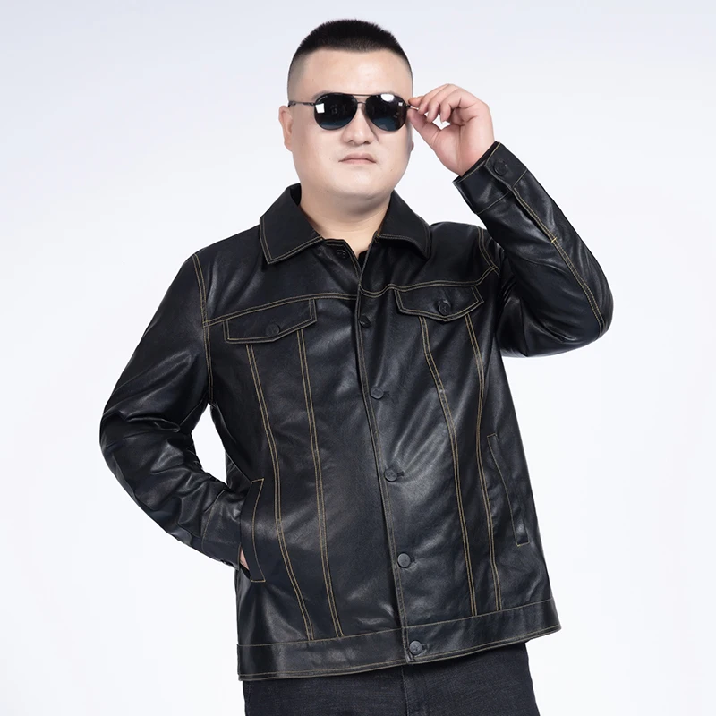 10XL 8XL 6XL Мужская куртка осень зима отложной воротник молния искусственная кожа мотоциклетная куртка короткое пальто ветрозащитная теплая куртка