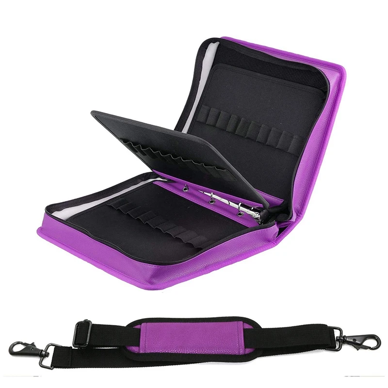 

180 Slots Colored Pencil Case PU Pen Case Pencil Holder for Watercolor Pencils Spiral Detachable Pen Case(Purple)