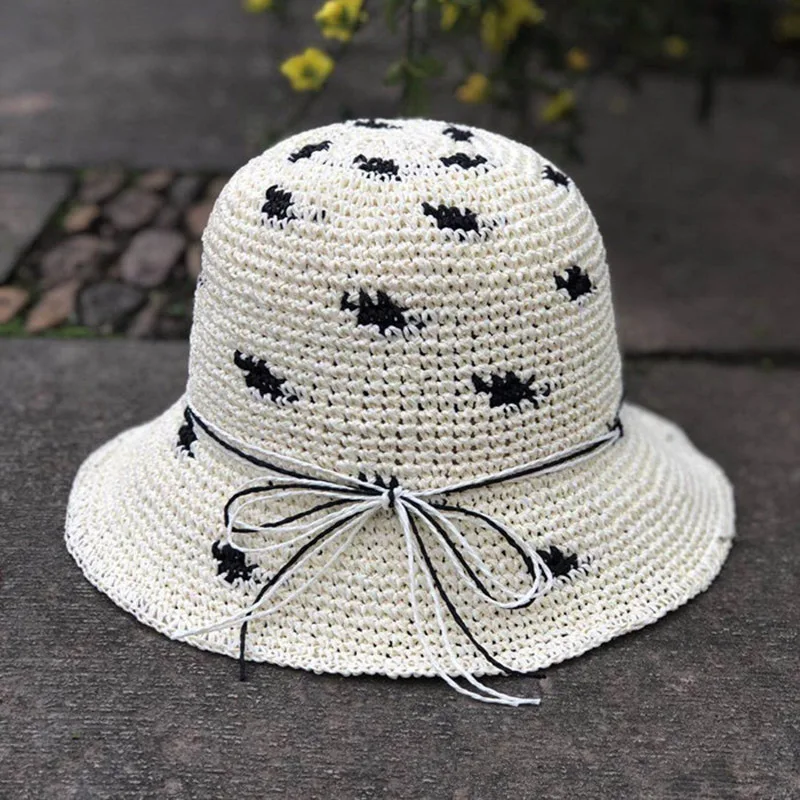 Белый Raffia Солнцезащитная шляпа Корейская женская Солнцезащитная Повседневная Кепка женская летняя Солнцезащитная пляжная анти-УФ мода бант элегантные шляпы H7402 - Цвет: Белый
