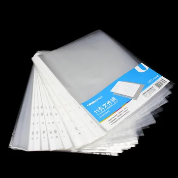 

100 Pages/pack A4 PP Transparent File Holder Notebook Loose Leaf Pouch DIY Document Bag Binder Rings PVC Storage Binding Folder