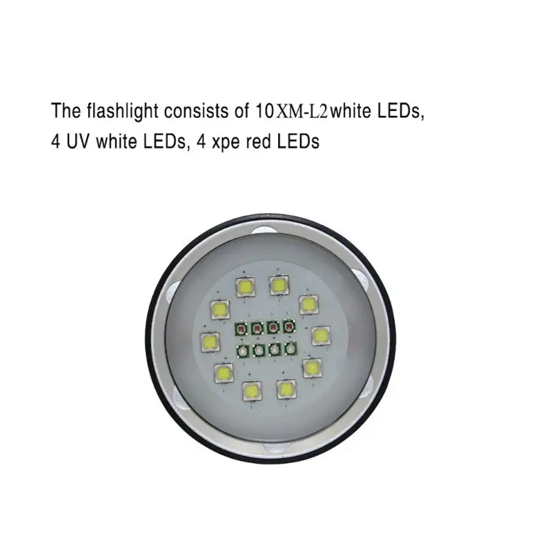 XM-L2 Portable LED Diving Flashlight Miner's Lamp Underwater Photography Fill Light White Red Blue Lanterna Torch