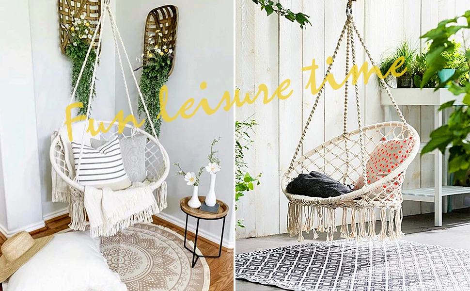 Hammock Swing Chair Macrame Hanging Chair Boho Room Upholstery Cotton Hammock Chair Suspension Hardware Mats Are Included Hammocks Aliexpress