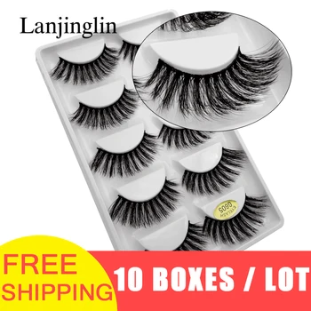 

LANJINGLIN 50 pairs/lot natural long mink eyelashes faux cils soft volume 3d lashes hand made false eyelashes wholesale G605