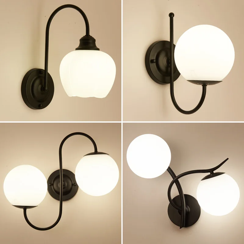 Contracted American-style wall light Bedroom headboard glass wall lamp living room TV background wall hallway wall lamp