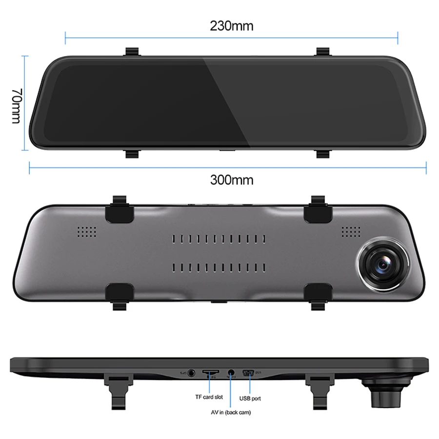 QUIDUX 2K 12 дюймов потоковое зеркало заднего вида Автомобильный видеорегистратор Камера 1440P FHD двойной объектив для вождения видео регистратор камера заднего вида