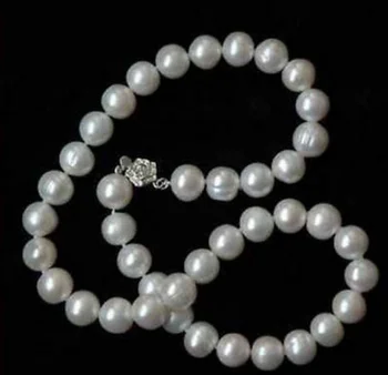 

HOT Real Freshwater 9-10mm White Pearl Necklace 18" natural Luxury Ms. girl Wedding Jewelry