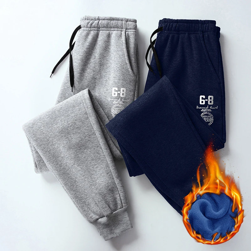 

Sweatpants Men Polyester Print 68 Warm Thick Warm Pants for Men Casual Mensjoggers Pants Winters Full Length Trousers