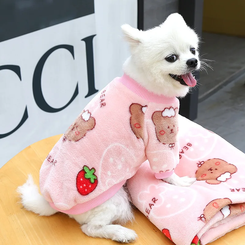 

Breathable Small Dogs Winter Clothes Flannel Cartoon Animal Print Winter Sweatshirt for Kittens Puppy Warm Outfit Pet Clothing