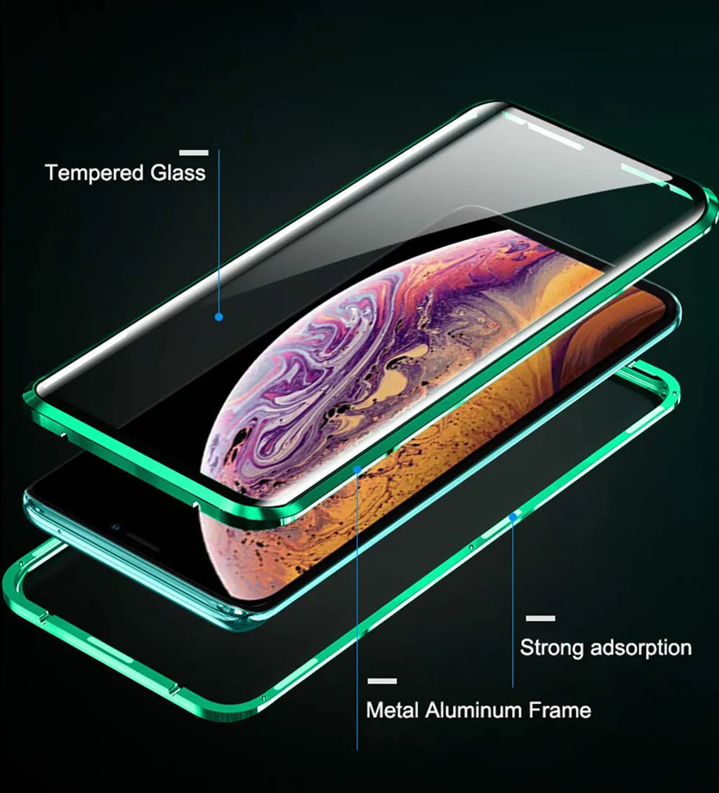 Для iphone 11 чехол-бампер с магнитной адсорбцией металлический бампер стеклянный чехол для телефона чехол для iphone 11 pro max чехол 919#2