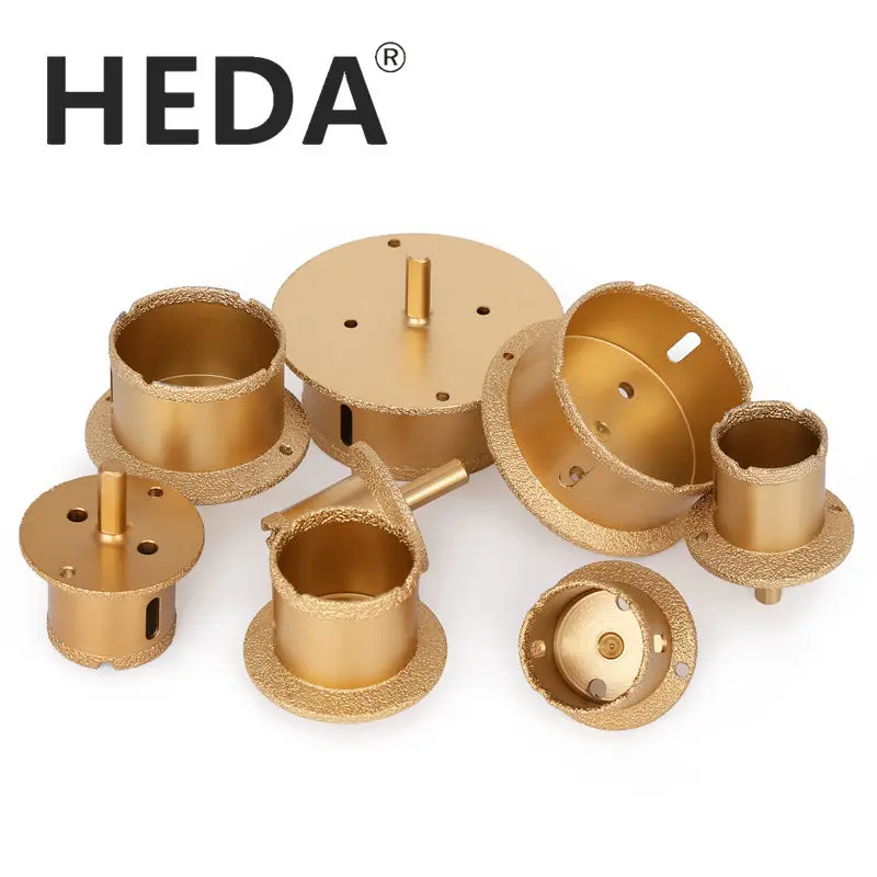 HEDA  Triangular Handle Vacuum Brazed Diamond Hole Saw Drill Core Bits Marble Ceramics Porcelain Tile Washbasin Opener shdiatool 5pcs pk diamond hole saw cutter triangular shank dry drill bits ceramic tile drilling core bits hole saw hole opener