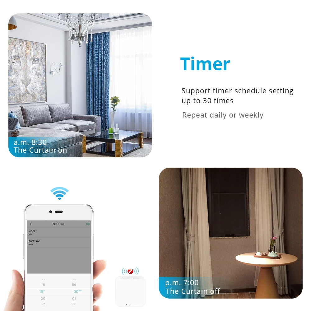 US $135.77 Intellithings Zigbee Tuya Smart Curtain Slide Motor With Customized Curtain Track Alexa Google Home Timer Remote Control