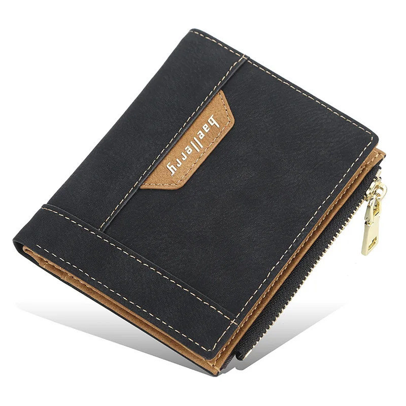 

Baellerry Leather Men Wallets 2020 New Fashion Short Wallet Multi-card Position Zipper Buckle Wallet Luxury Designer Coin Purse