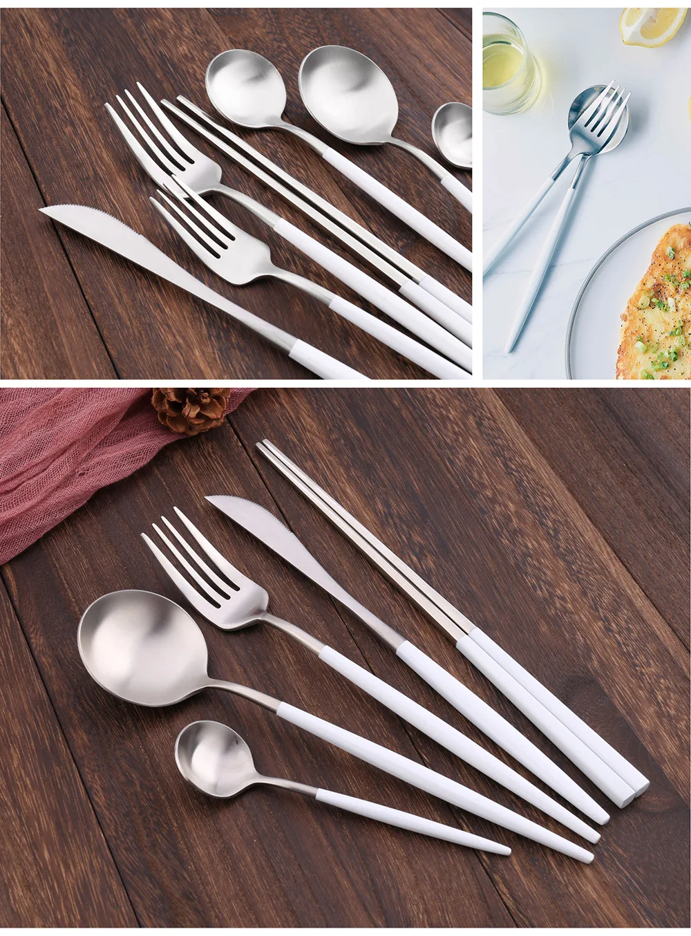 Z Brushed Sanding Portugal Knife And Fork Platinum Western Tableware 304 Stainless Steel Knife, Fork And Spoon Customizable Logo
