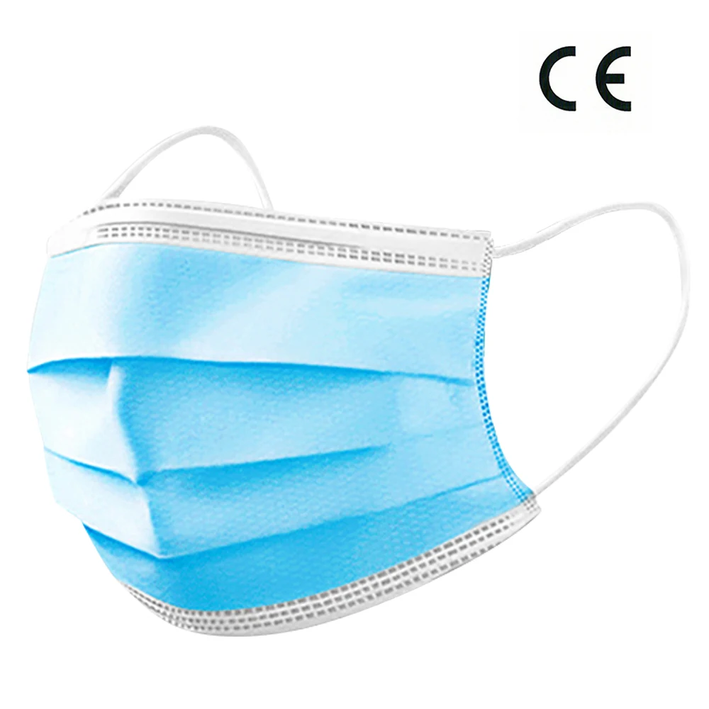 

100 PCS Non Woven Disposable Face Mask 3 Layer Dental Earloop Activated Carbon Anti-Dust Face Masks