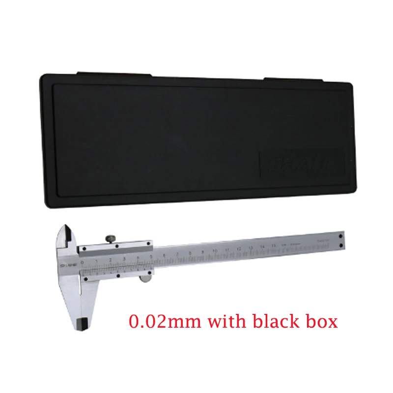 with black box " штангенциркуль 0-150 мм 0,02 мм штангенциркуль из нержавеющей стали измерительные инструменты микрометр Pie De Rey Paquimetro измерительный инструмент - Цвет: with black box
