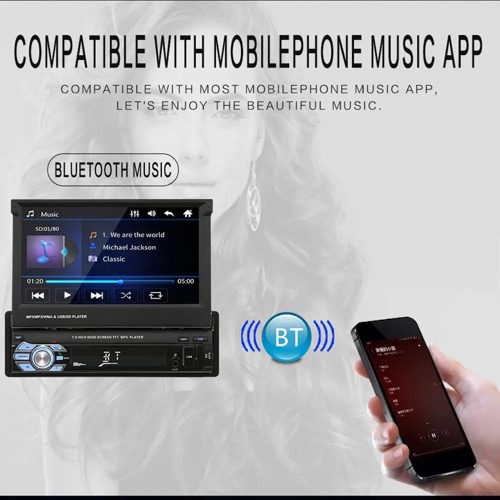 Автомобильный mp5 плеер стерео система на Android с 7 дюймовым экраном GPS выдвижным