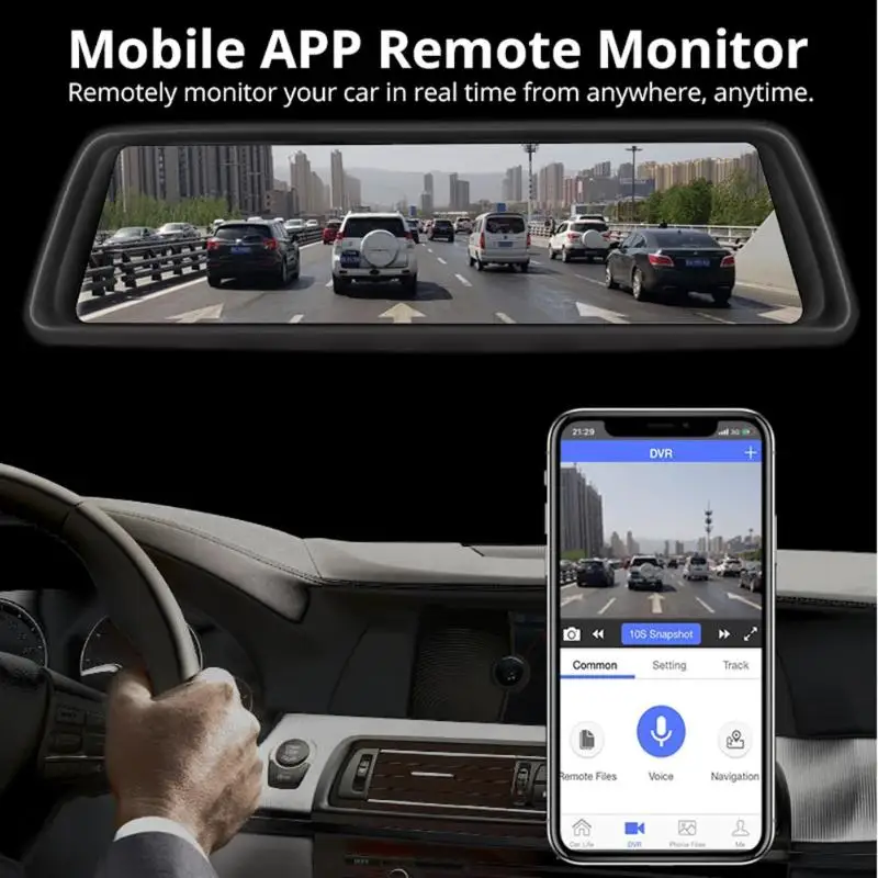 V9 9,88 дюймовый сенсорный экран 4G 1296P Dash Cam отличное мастерство и долговечность прочный с 3 камерами заднего вида