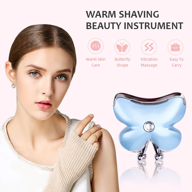 Beauty Instrument Gua Sha Instrument Household Vibration Warm Hot Compress Thin Face Lifting Device Manual Roller Massager