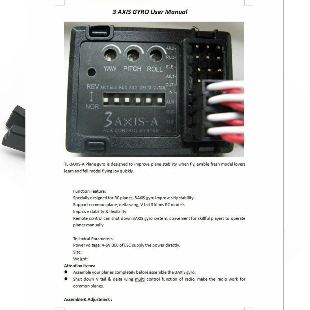 

3 Axis Universal Board Fixed Wing Accessories Flight Controller Stabilizer Gyro Module Plastic 3D Gliders Toy RC Airplane