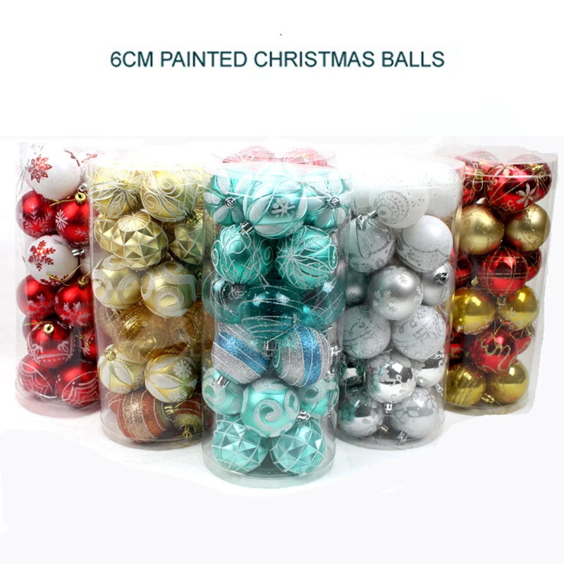 1 barrel 24pcs 6cm Painted ball Christmas decoration Painted christmas ball Room living room Christmas tree decor