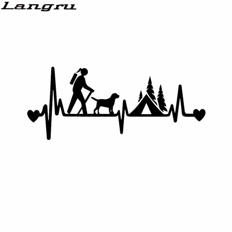 Langru 18.2X7.5CM девушка Hiker Кемпинг с собакой Кемпер палатка сердцебиение спасательный