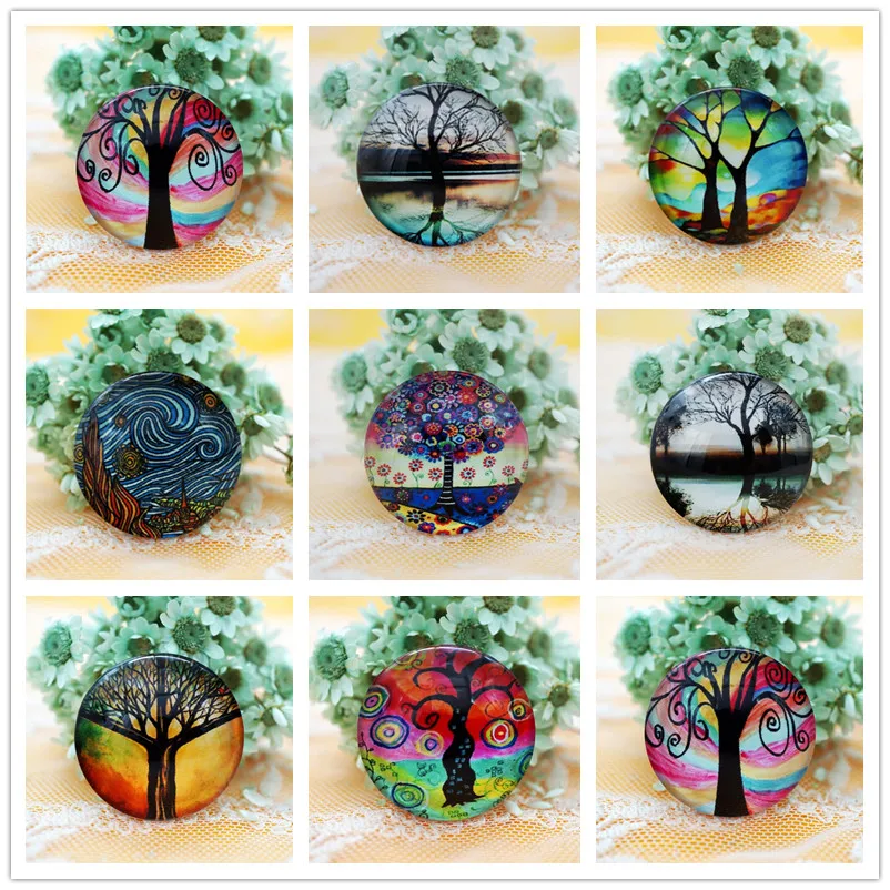 2PCS/lot Round 30MM life Tree Glass Cabochon for make bracelet necklace Jewelry women earring pins brooch craft supply | Украшения и