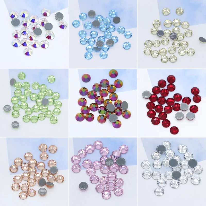 

5A Quality SS12-ss30 41-Color Iron on Hotfix Crystal Rhinestone Flatback Hot Fix super bright Glass stone For clothes Decoration