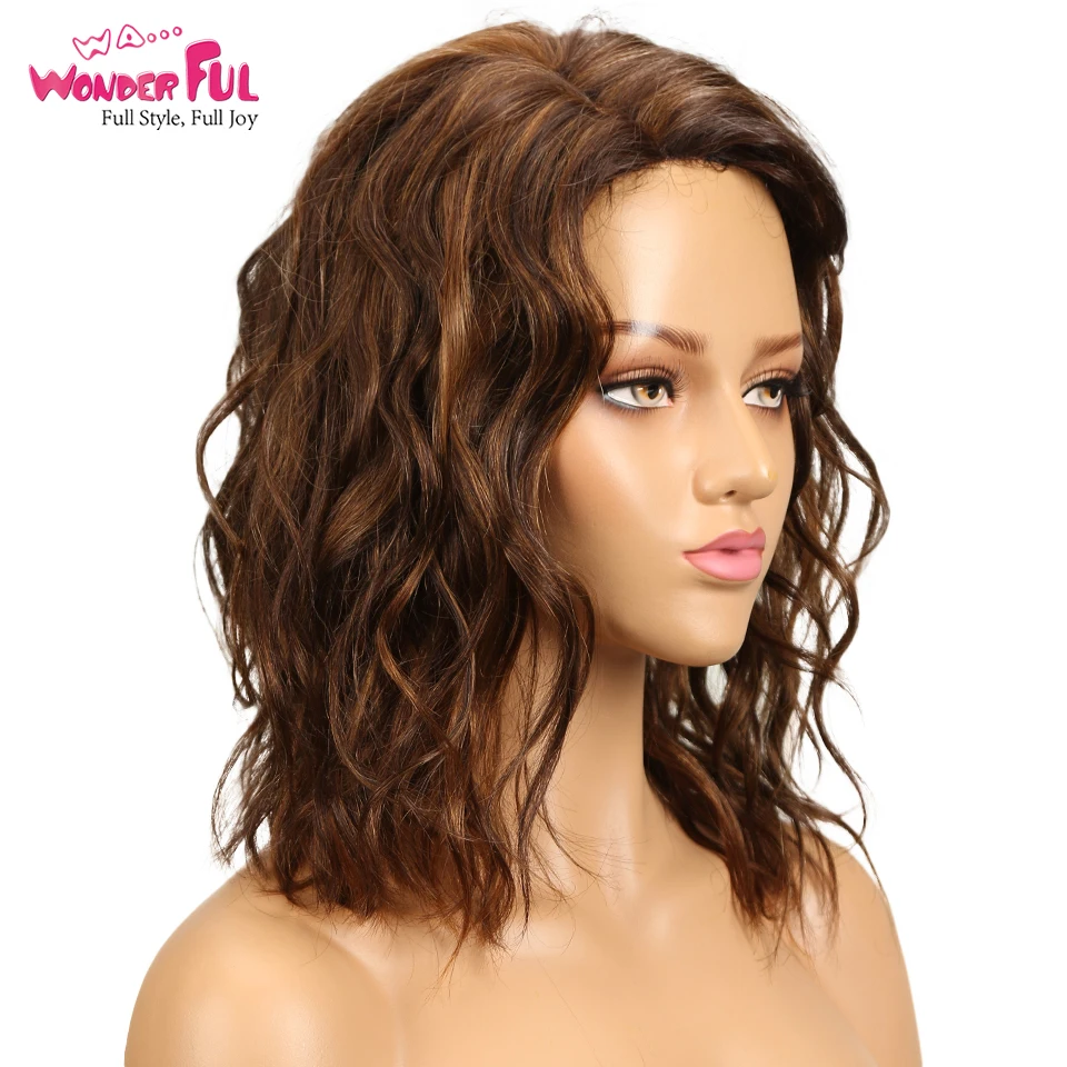 Натуральные волнистые человеческие волосы парики для черных женщин бразильские волосы remy влажные и волнистые L часть кружева парик 14 дюймов