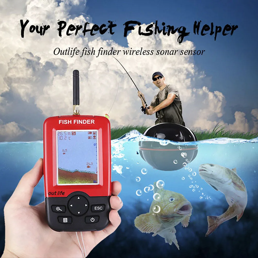 

Smart Portable Fish Finder 100M Depth Wireless Sonar Sensor Echo Sounder LCD Display Fishfinder For Lake Sea Fishing