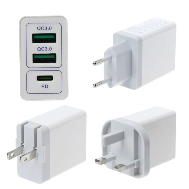 3в1 QC 3,0 type C PD быстрое зарядное устройство двойной USB адаптер питания для samsung huawei IOS сотовый телефон планшет S19 19 Прямая поставка