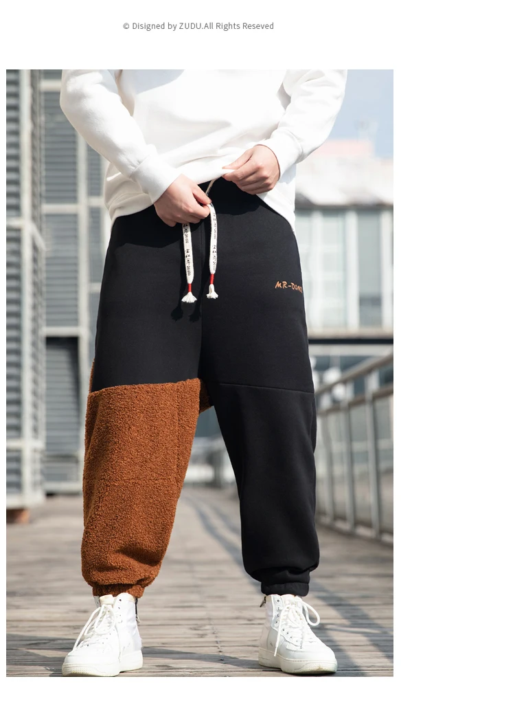 mens jogging bottoms Fashion Bear Cartoon Pattern Fleece Casual Pants Autumn Winter Loose Plus Size Hip Hop Jogging Pants Streetwear Men Clothing sports trousers for men