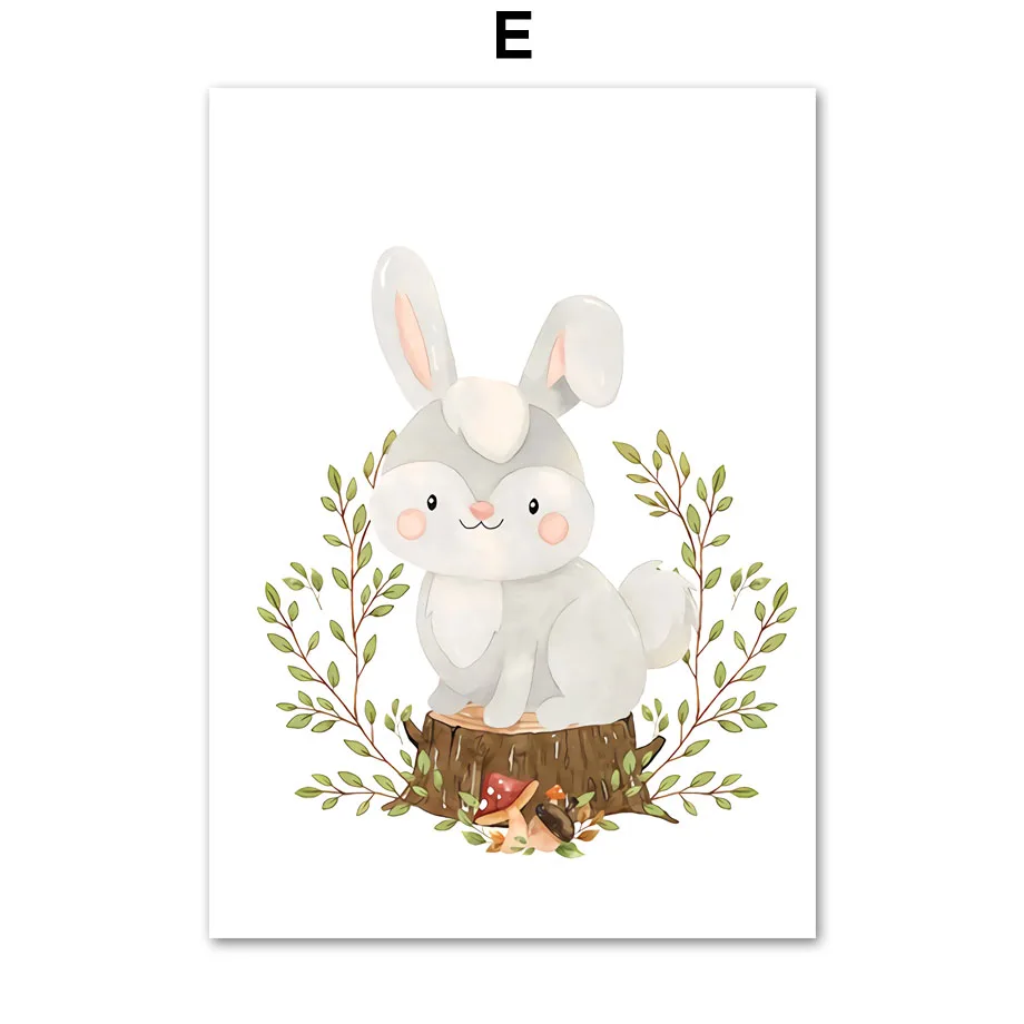 Fox-Rabbit-Bear-Raccoon-Hedgehog-Squirrel-Nursery-Wall-Art-Canvas-Painting-Posters-And-Prints-Wall-Pictures (7)