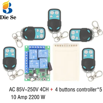 

Universal Wireless Remote Control AC85V~220V 2200W 4CH Relay Receiver Module 433MHz RF Switch for garage door opener and Light