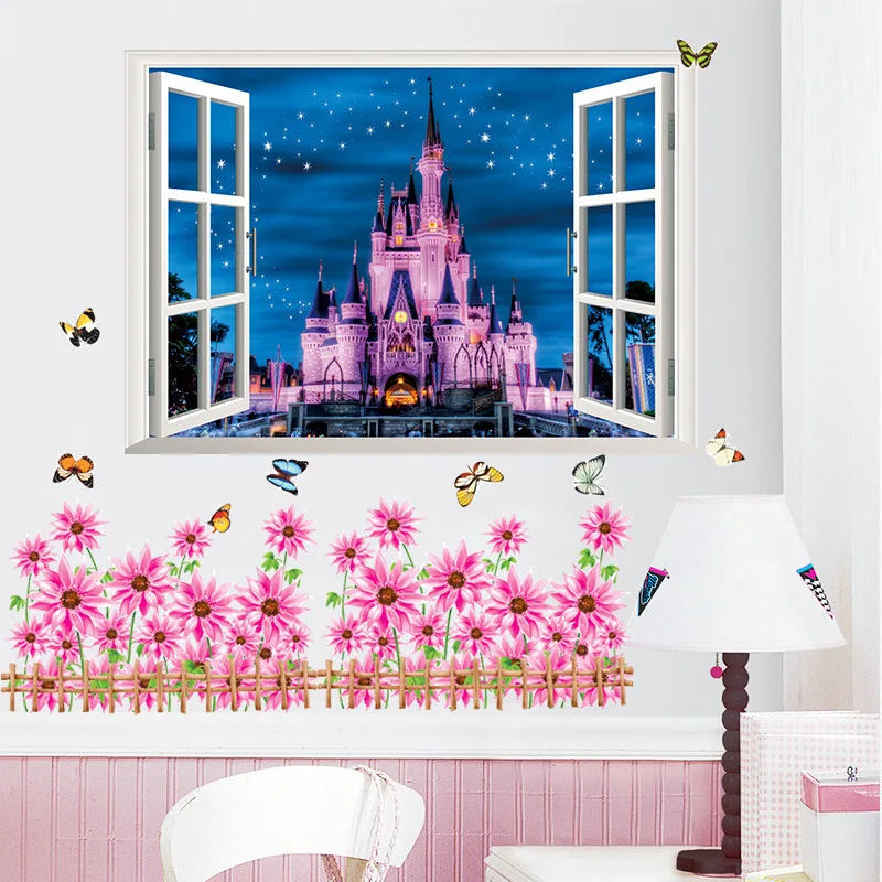 Disney Castle Wall Stickers Bedroom Accessories 3dview Window Stickers