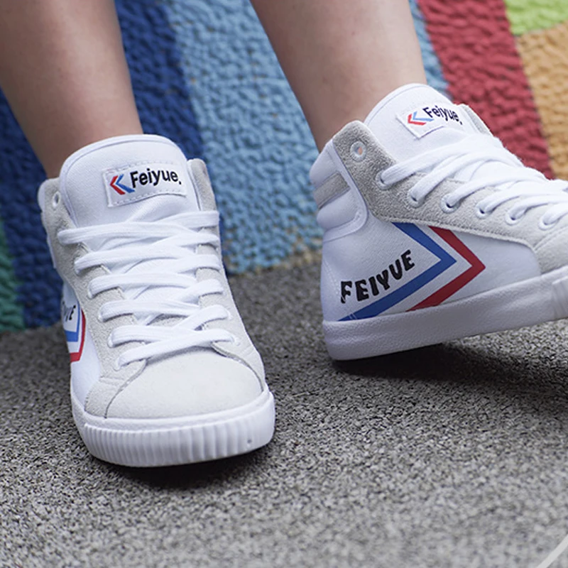 Feiyue Mid Upper Sports Shoes Athletic Breathable Outdoor Sneakers High Training Skate Canvas Shoes Unisex Fashion Casual Shoes
