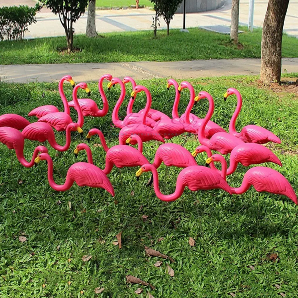 SOLEDI 1 Set Outdoor Gardening Decor Decal Flamingo Garden Artificial Flamingo Pink/Red for Festival Villa Home Garden Supply