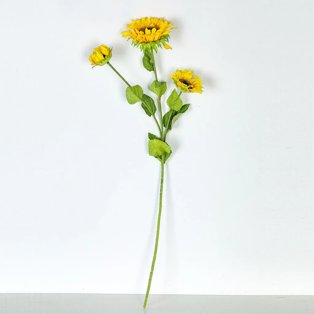 Autumn Decoration Yellow Sunflower Cloth Artificial Flowers Bouquet Bonsai For Home Wedding Decoration Office Party Garden Decor