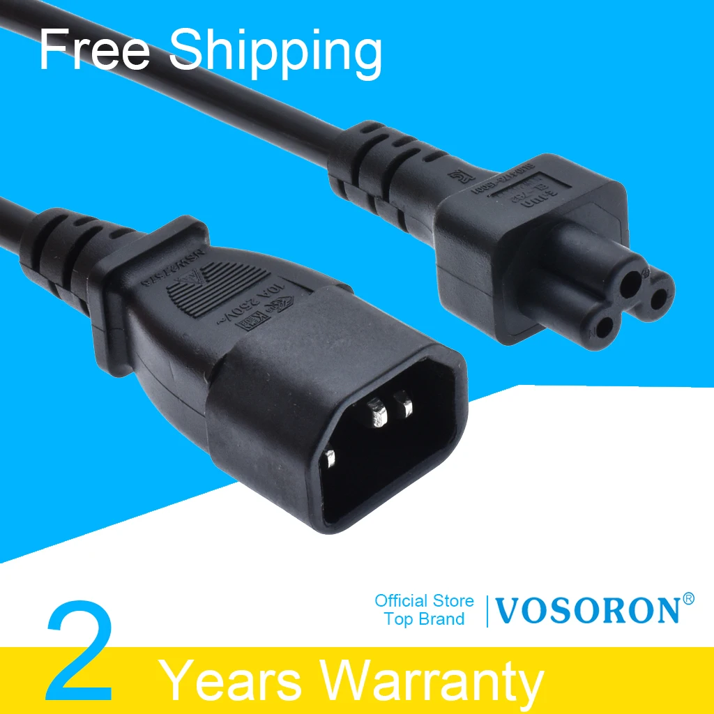 IEC 320 C13 Male To C5 Female Extension Cord,AC Power Lead Cable 30cm /60cm /180cm 3Meter lenght,C14 to C5 Power line cable