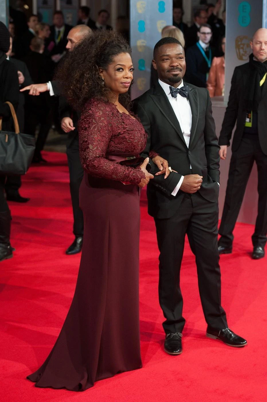 Oprah Winfrey бордовые вечерние платья с длинным рукавом, сексуальные с v-образным вырезом, прозрачные кружевные платья-футляр размера плюс, знаменитые Красные ковровые платья Gow