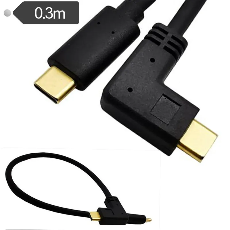 3,1 USB-C 16+ 1 10 Гбит/с 90 градусов вверх и вниз и левый и правый угол позолоченный штекер-папа Тип C-Тип C кабель 3A 0,3 m/0,6 m/1 m