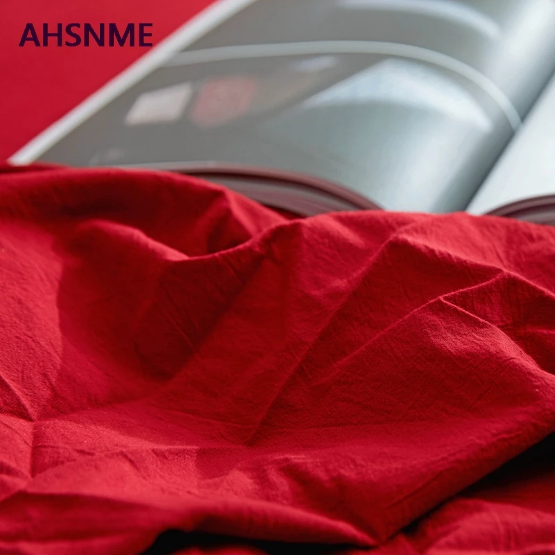 AHSNME, малиновый хлопковое постельное белье супер мягкие parure де горит Открытая Летняя обувь простой водой натяжная простыня 100/120/135/150/200/180/200 см