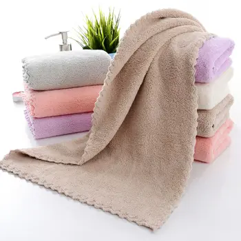 

Microfiber Towel Coral Fleece Super Soft Strong Absorbent Breathable Plain Color Cleaning Face High Quality Bath Towel 35*75cm