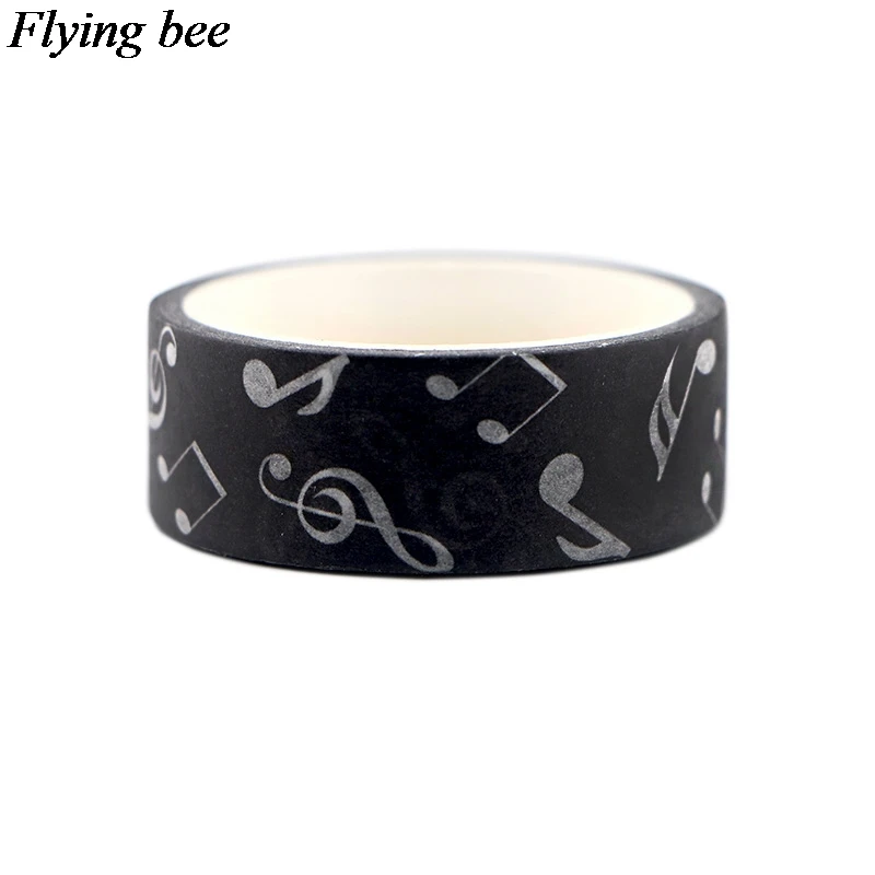 Flyingbee 15 мм X 5 м музыкальные заметки васи лента бумага DIY декоративная клейкая лента, Канцелярия Мода маскировки Ленточные принадлежности X0551