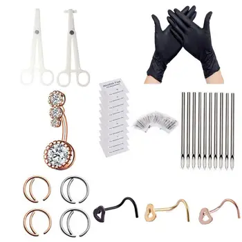 

Tattoo Body Kit Piercing Set Sterile Professional Complete Tattoo Piercing Tool Kit Tongue Eyebrow Ear Nose Belly Body Jewelry