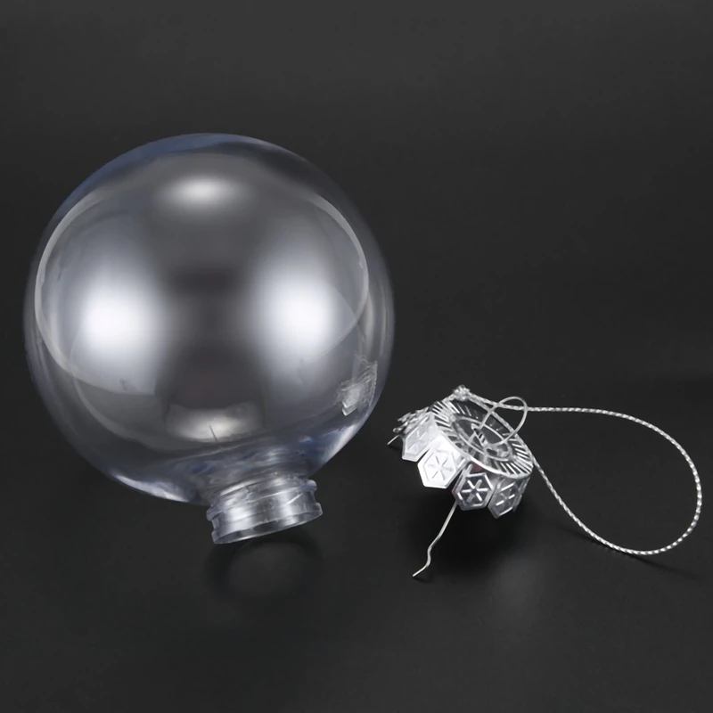 Clear DIY Baubles Shatterproof Seamless Plastic XMAS Ball Home Tree Decor Gift- 80mm QTY:4