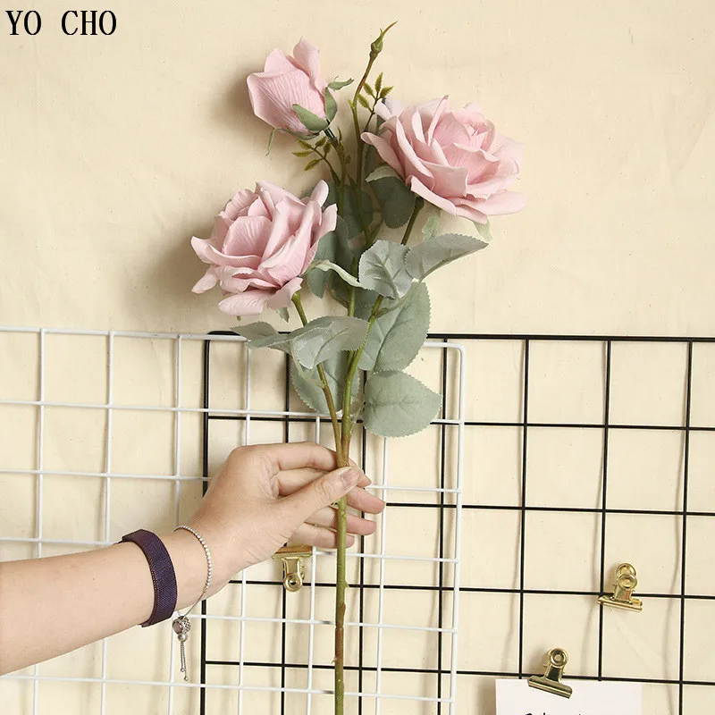 Artificial Jasmine Snow Roses Branch Fake Silk Roses Flowers for Wedding Decoration Table