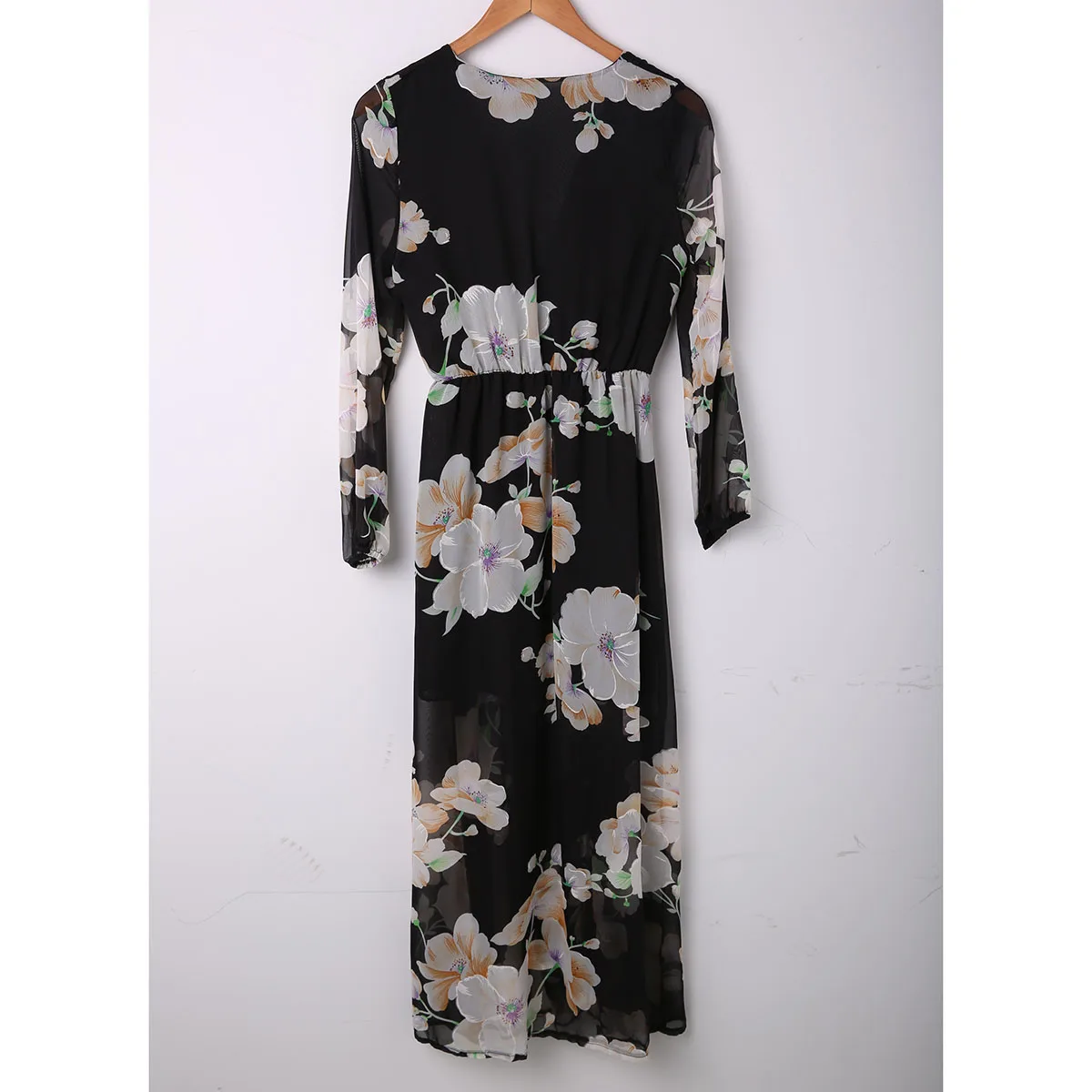 Summer Retro Boho Printing Floral Long Dresses Women Ladies Long Sleeve Evening Party Maxi Dress Vestidos