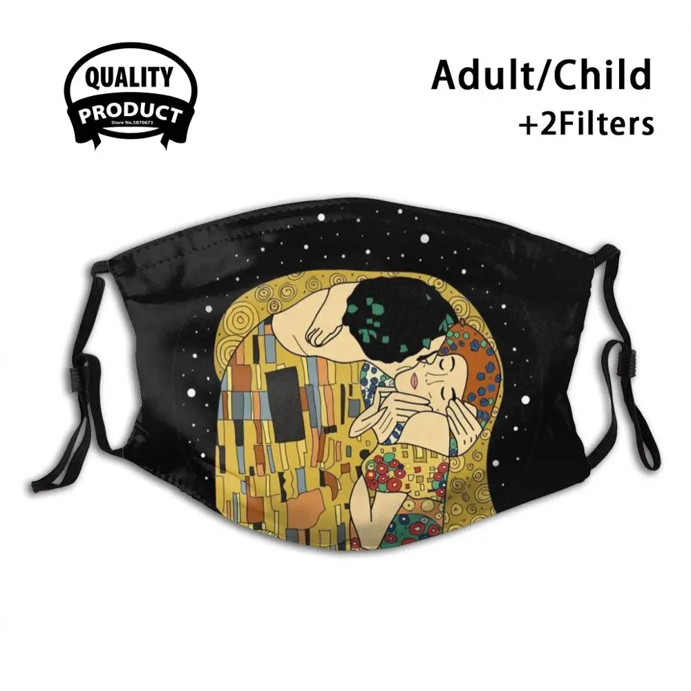 

The Kiss Face Mask Washable Filter Summer Hot Sale Masks The Kiss Klimt Couple Love Kiss Valentines Day Art Lover Space