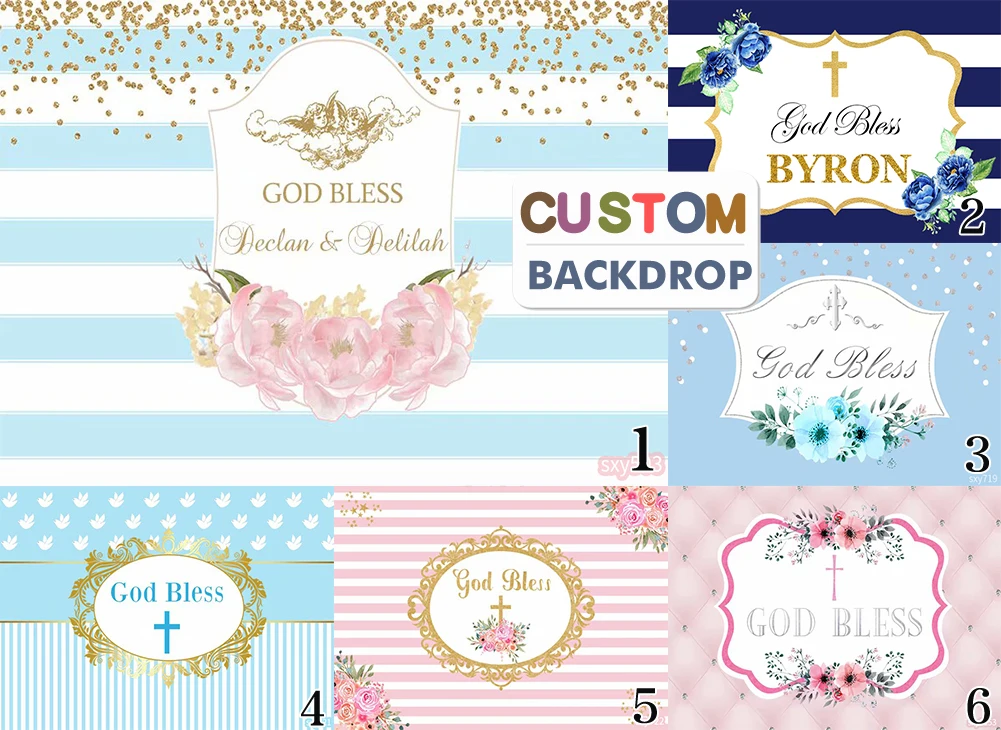 

Levoo God Bless Photography Background Baby Shower Newborn Child First Holy Communion Baptism Backdrop Banner Props Photo Zone