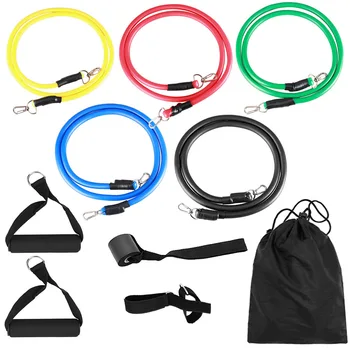 

Fitness Equipment Resistance Bands Set (11pcs) Exercise Bands Ankle Strap and Carrying Bag Legs Gym Home Workouts Gym Equipment